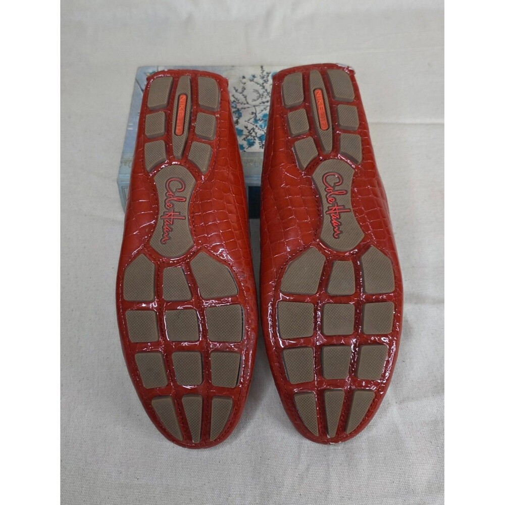 Cole Haan Persimmon Red Croc Embossed Driving Loafers 7.5B - Picture 12 of 16